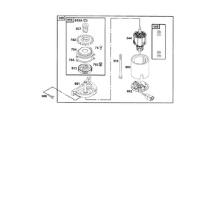 Motor-Starter/Housing Starter Diagram and Parts List for 12E800TO12E899  Briggs and Stratton Engine